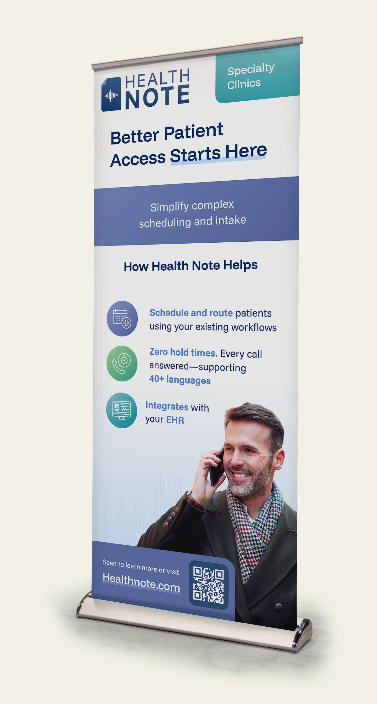Health Note pull-up banner: Better patient access starts here
